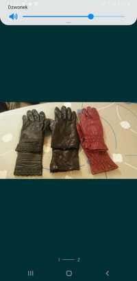 Rękawiczki skóra zestaw rękawice włoskie vintage kolekcja czerwone boh