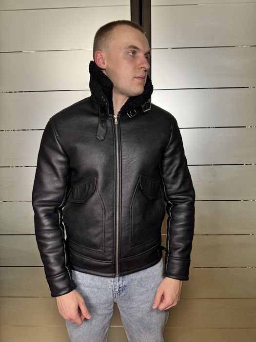 Дуже тепла чорна дублянка Авіатор (Куртка Пілот).