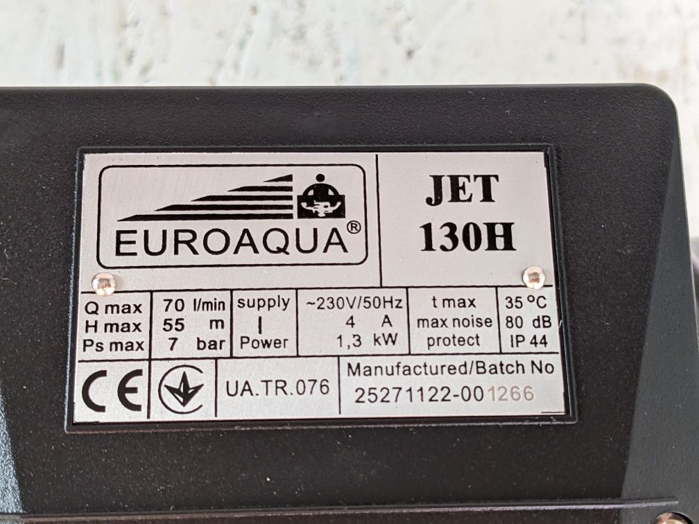 Euroaqua JET 130H поверхневий центробіжний насос 1.3 кВт