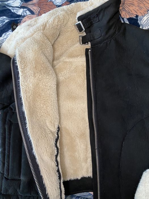 Kurtka kożuszek a'la zamszowa z imitacją futra roz. L H&M