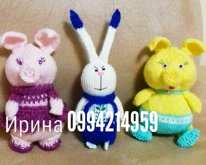 Вязаные игрушки, подарок (заяц) на Новый год