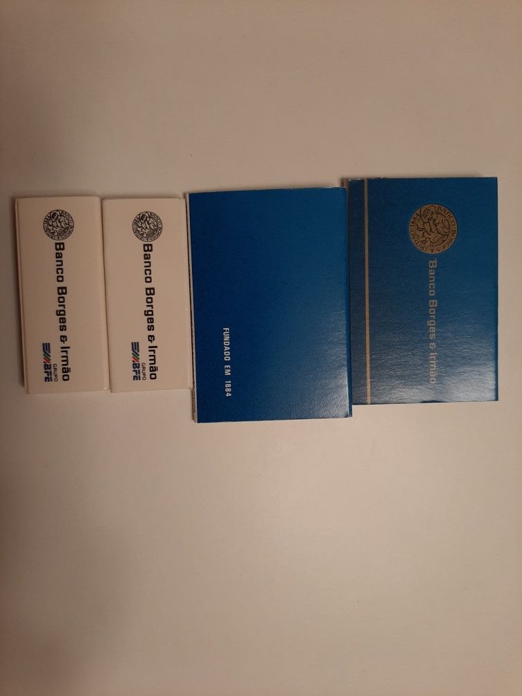 Bloco notas  Banco Borges Irmao.Isqueiro PS a funcionar e Carteiras fó