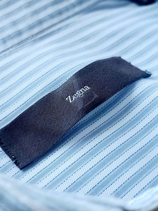 biała koszula w paski Zegna rozmiar 41/16