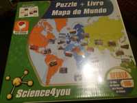 Puzzle mais livro mapa do mundo caixa por abrir