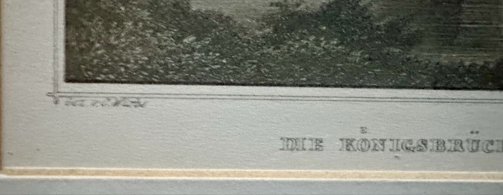 Grafika Breslau Wrocław Most Królewski 1840