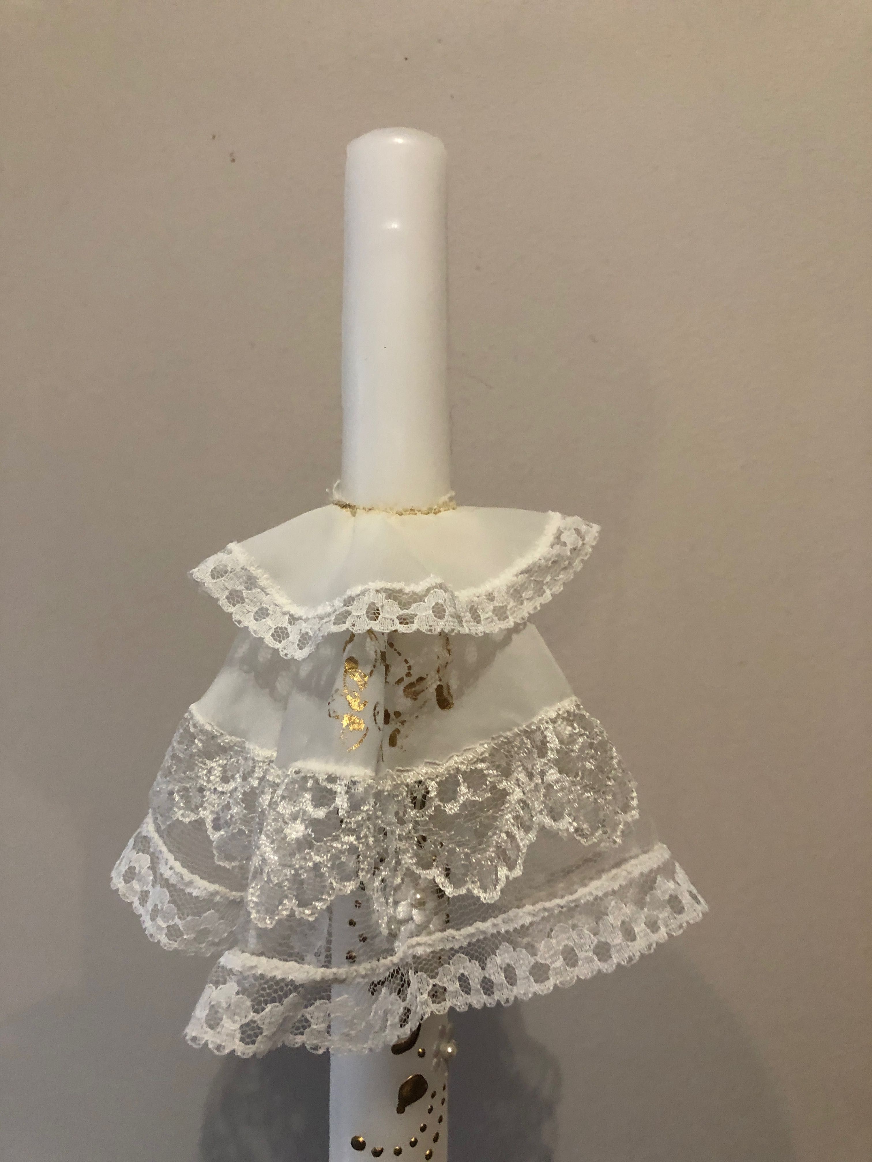 Koronkowa Ozdoba świecy IHS