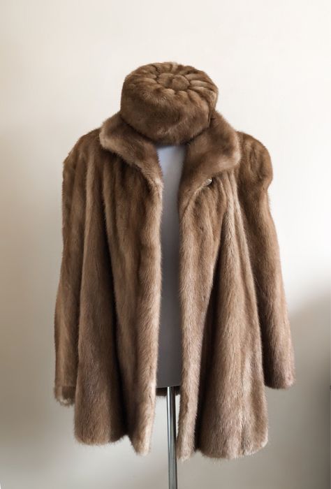 Futro naturalne norka + czapka vintage