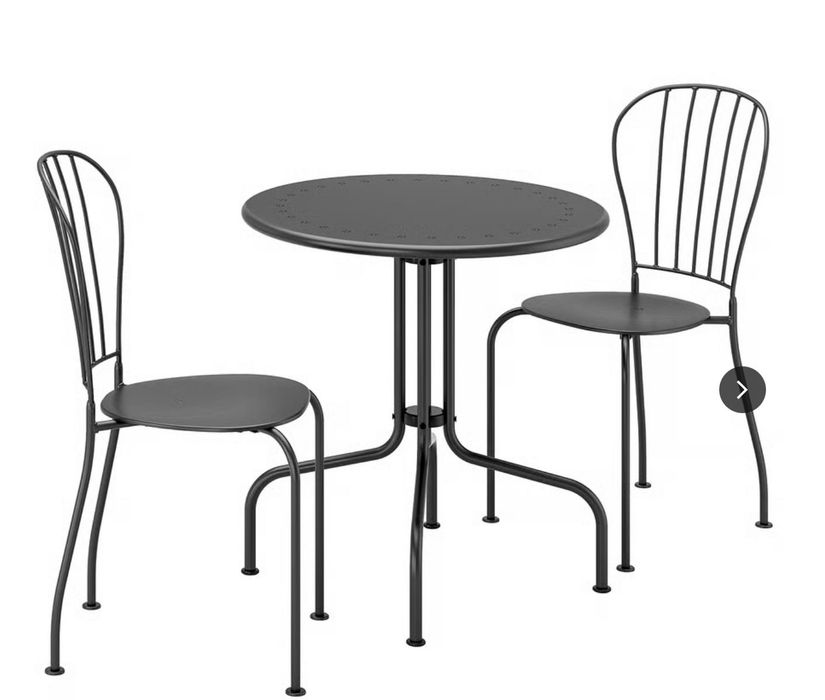 Stół+2 krzesła, na zewnątrz, szary