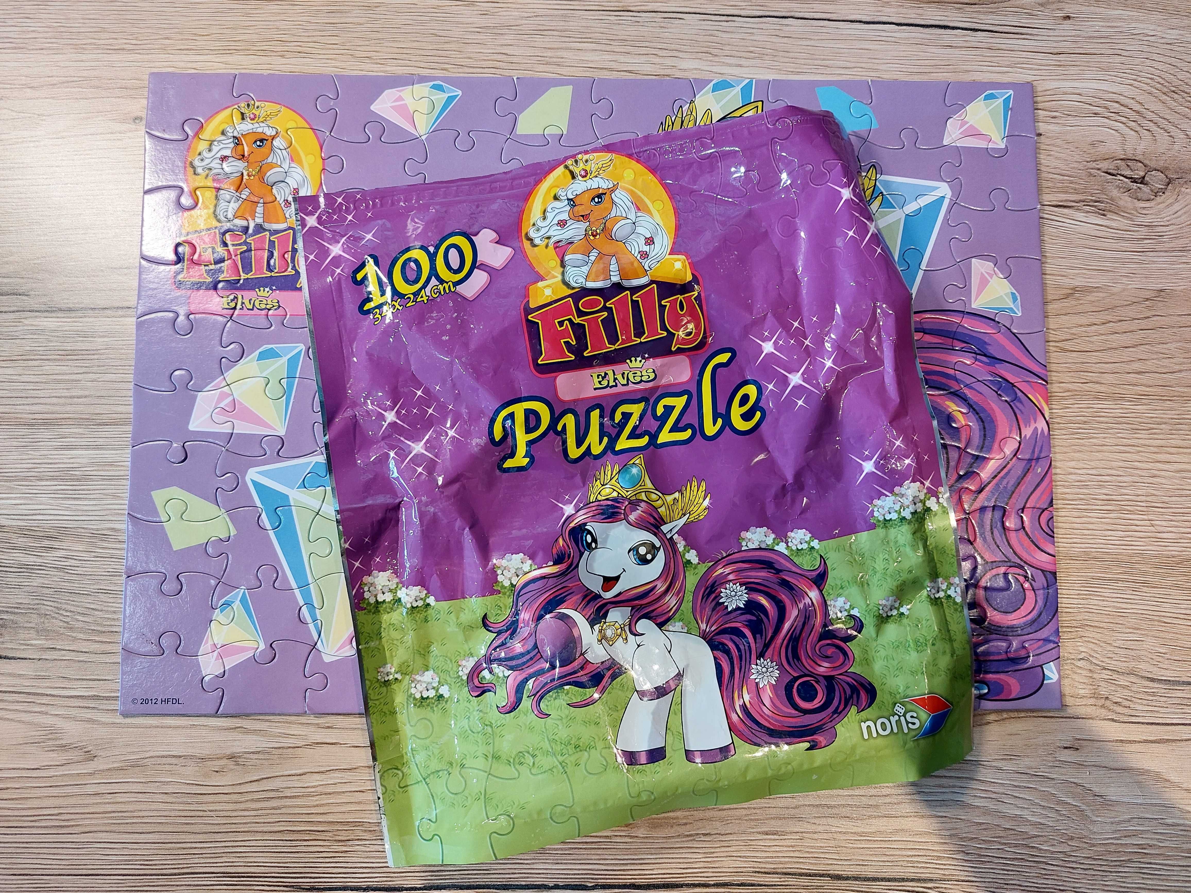 puzzle koniki Filly dwa zestawy po 100 szt.  używany