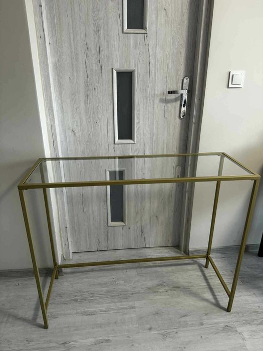 konsola złoty stolik boczny szklany