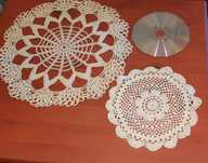 2 Serwetki okrągłe małe hand made ręczna robota szydełkowa