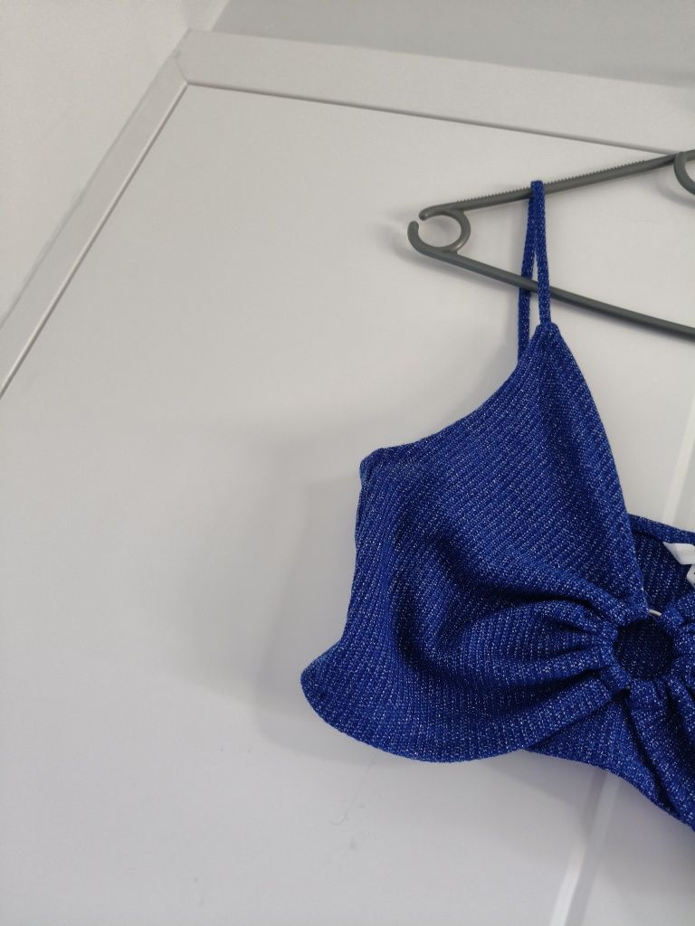 Niebieska bluzka prążek Cropp top S