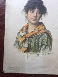 Stara litografia  /obraz/rysunek/portret , "Selmar Bayer"