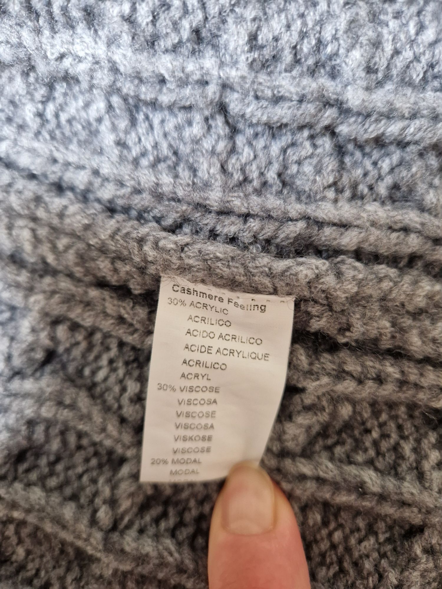 Kardigan długi sweter M/L płaszcz narzutka wiązany z paskiem