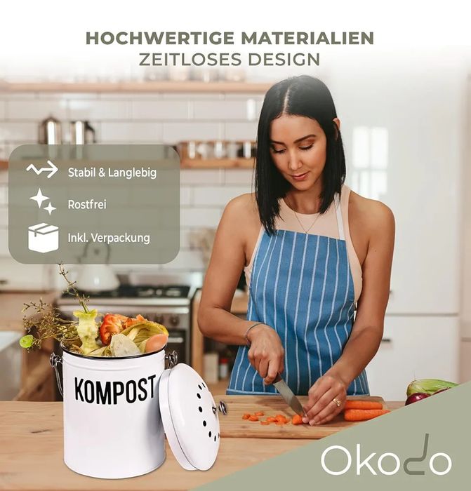 Kompostownik Okodo z filtrem węglowym pojemnik na odpady 5 litrów