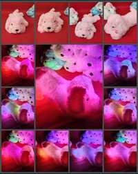 Świecący Pies pluszowy 50cm nowy*różowy, diody LED przytulanka