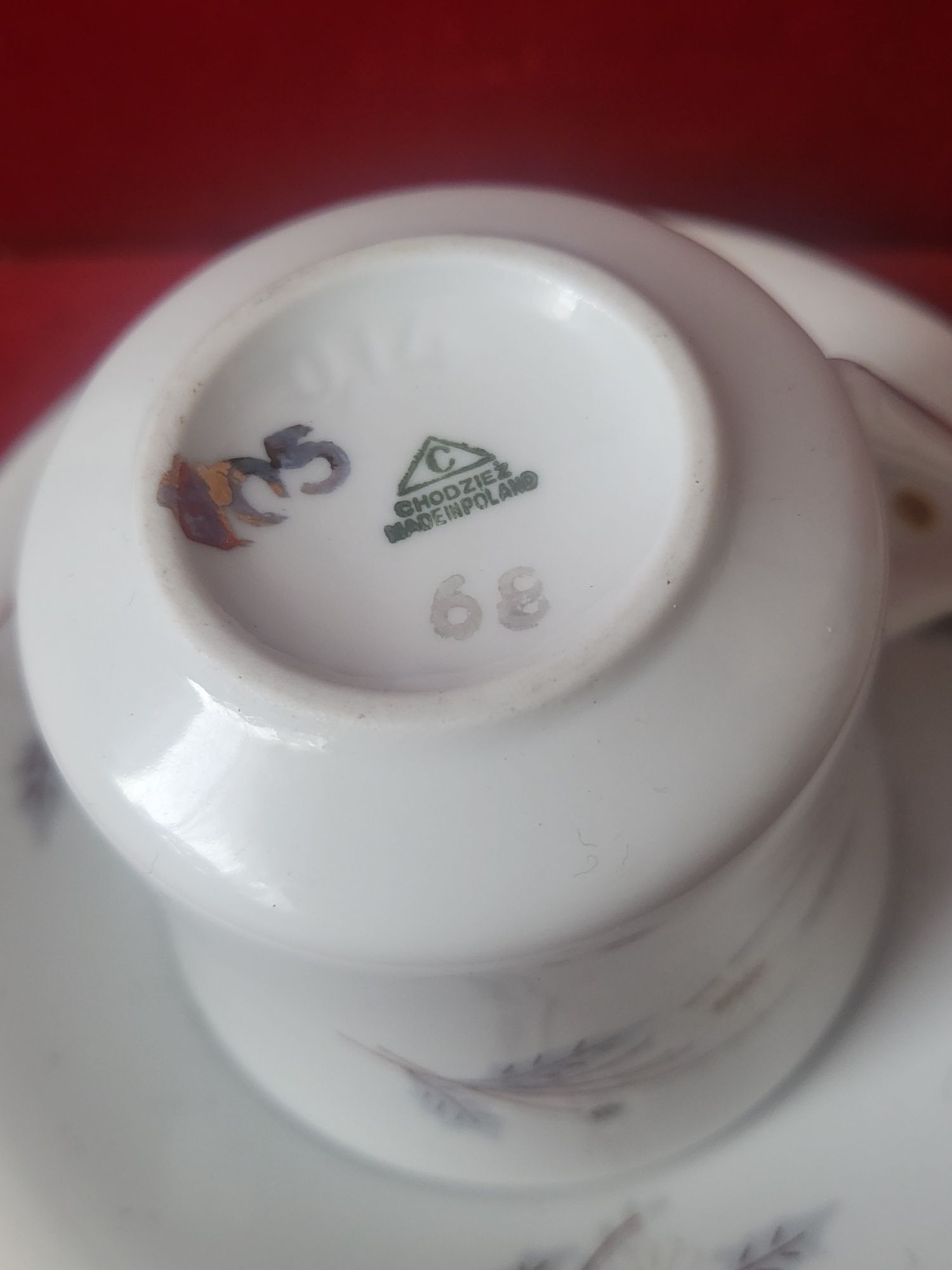 Filiżanka z spodkiem wzór Rumianek  stara porcelana 2szt. Ć/ Chodziez