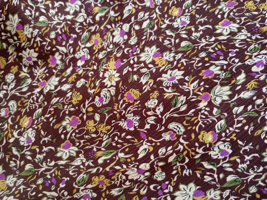 ZARA S śliczna brązowa krótka sukienka mini w kwiaty kwiatuszki