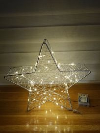 Gwiazda LED metalowa ozdoba na baterie Duża 33 cm Efekt 3D NOWA