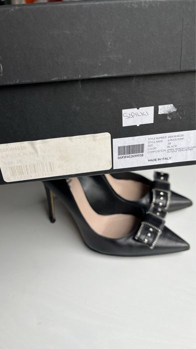Karl Lagerfeld szpilki czarne rock pump 38 skóra skórzane