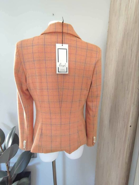 Marynarka damska pomarańczowa w kratkę, Livi, rozmiar  M/38