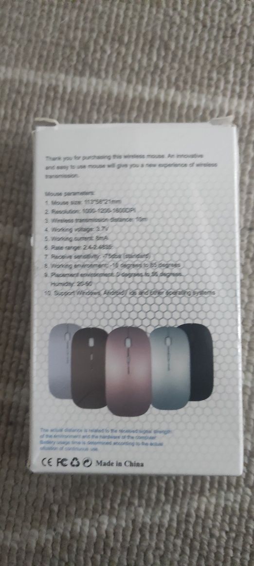Rato wireless com bateria recarregável e cabo