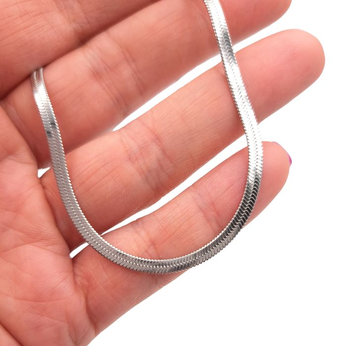 Łańcuszek Srebrna Taśma 60cm / 3mm - Stal chirurgiczna