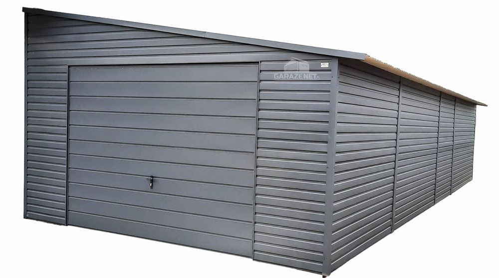GARAŻ BLASZANY 5m x 8m Brama Uchylna Drzwi Antracyt Grafit 5x8 GB269
