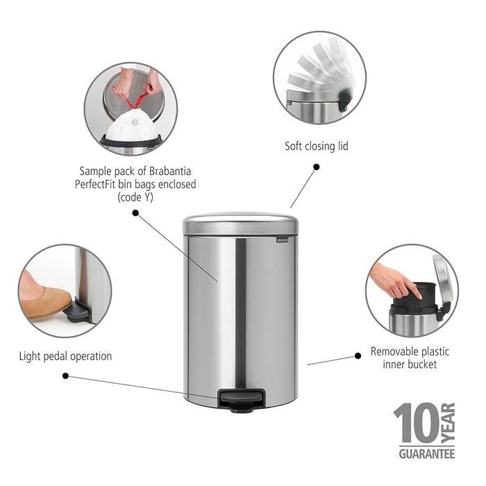 Brabantia inox kosz na smieci 20l