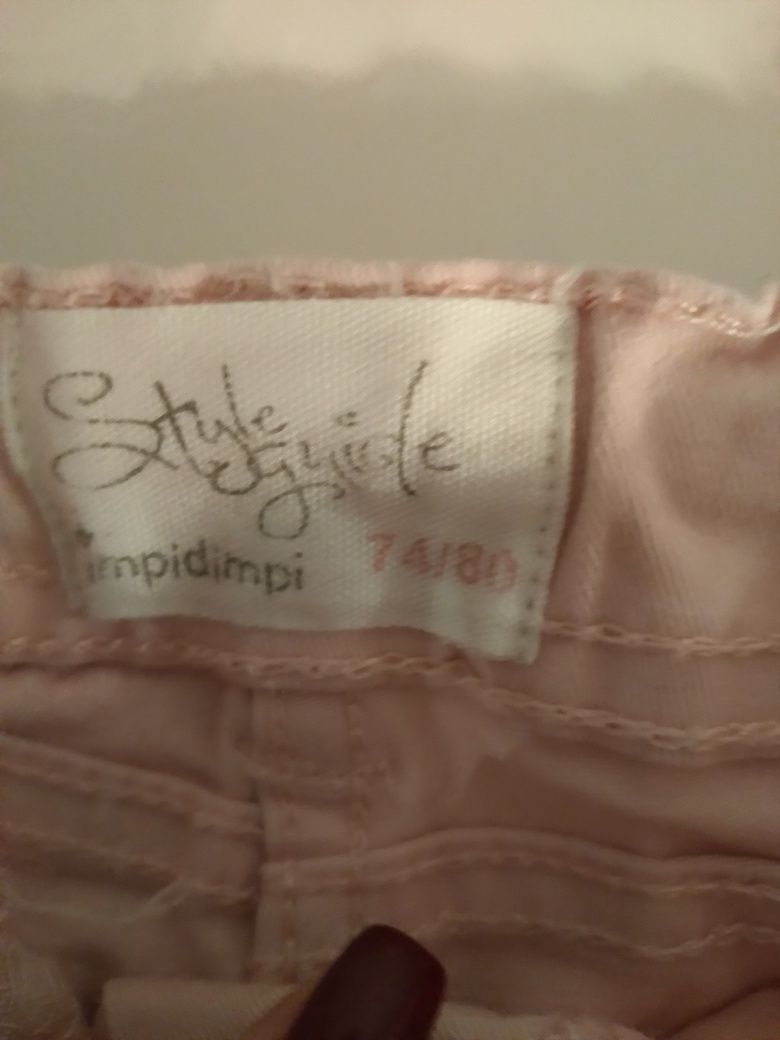 Spodnie jeans streach róż 74/80 dziewczynka