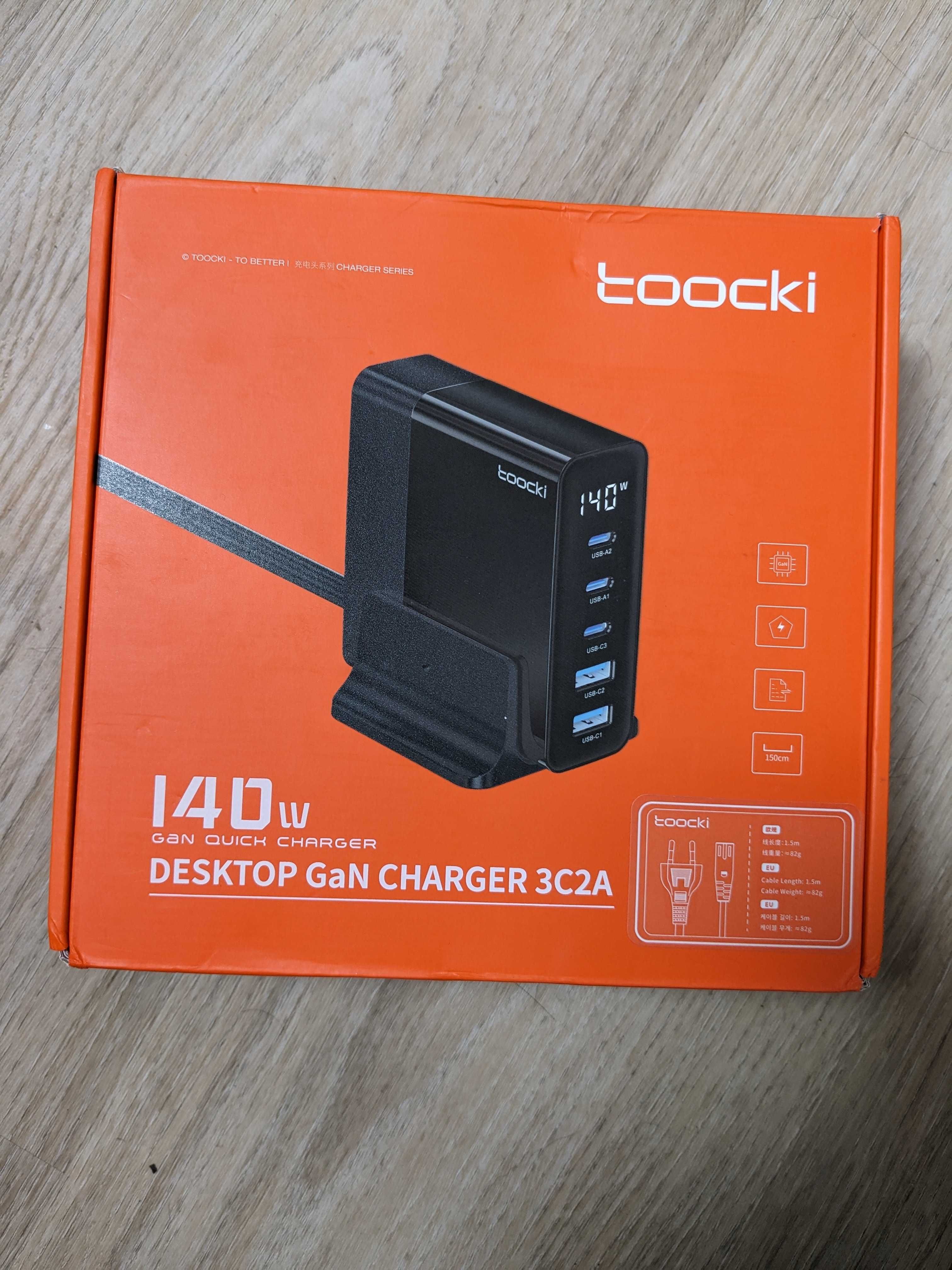 Ładowarka GaN 140W, 5 portów USB C + A do laptopa telefonu Toocki