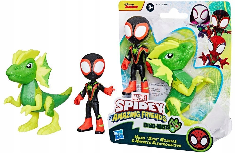 spidey i super kumple figurki miles morales i electrosaurus