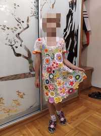 В'язана сукня, плаття ручної роботи на 6-8 років, 122 ріст