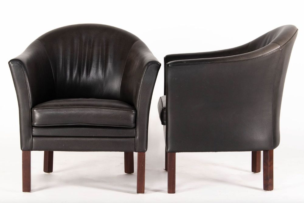 Fotele skórzane Mogens Hansen & Lars Kalmar -  Dania 1980s dwie sztuki