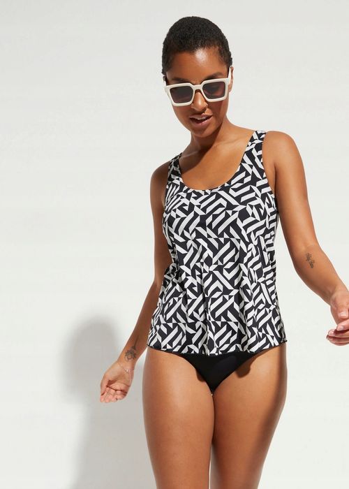 B.P.C kostium kąpielowy czarno-biały we wzory 52.