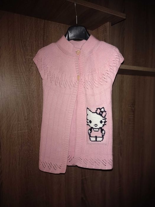 Кофта болеро накидка для девочки "Hello Kitti" 5 - 6 лет, рост 116см