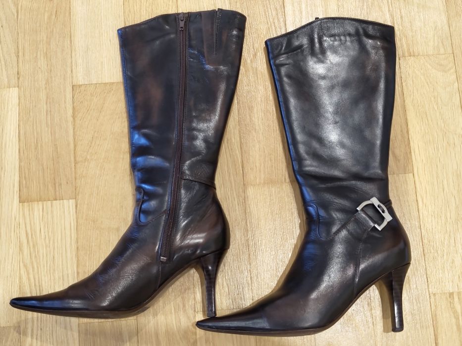 Kozaki na szpilce naturalna skóra Lasocki brąz rozmiar 35