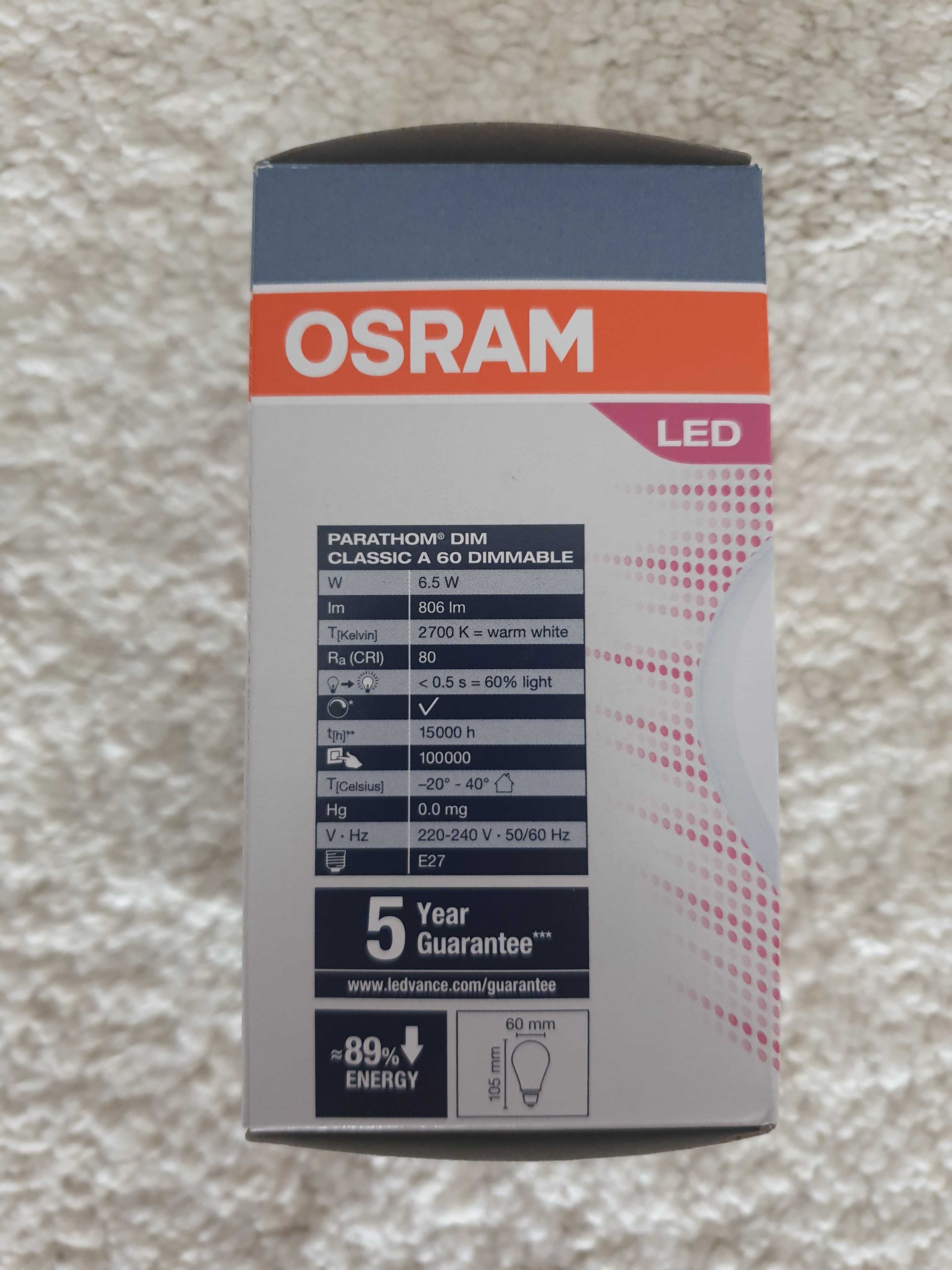 Zestaw 2 żarówek ściemnialnych Osram Parathom 6.5W 2700 K E27 b.ciepła