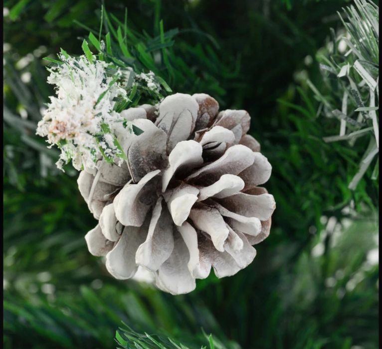 Elegancka sztuczna choinka na pniu 180cm sosna sztuczny śnieg drzewko