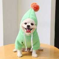 Zielona Bluza dla Psa z Kapturem i Pomponem XL