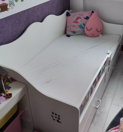 Łóżko dziecięce 160x80 z szufladą i barierką ochronną