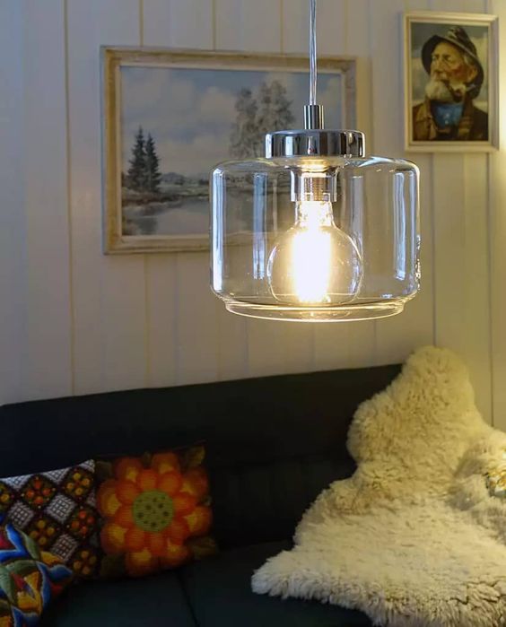 Lampa sufitowa wisząca Eglo Brixham przeźroczysty klosz