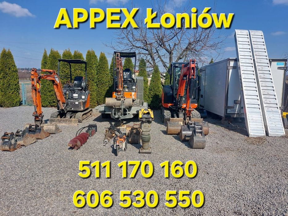 Wynajem minikoparki 2 tony młot wiertnica