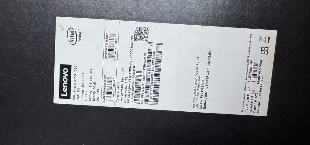 Ноутбук lenovo Legion Y540-17IRH- PGO