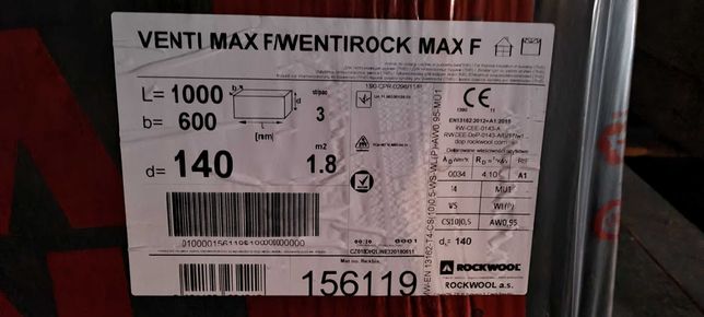 Wełna ROCKWOOL Wentirock Max F/Venti Max F 140mm