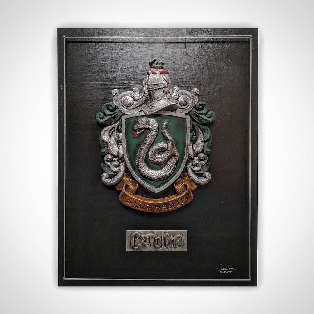 Quadro Harry Potter do Emblema Slytherin com nome personalizado