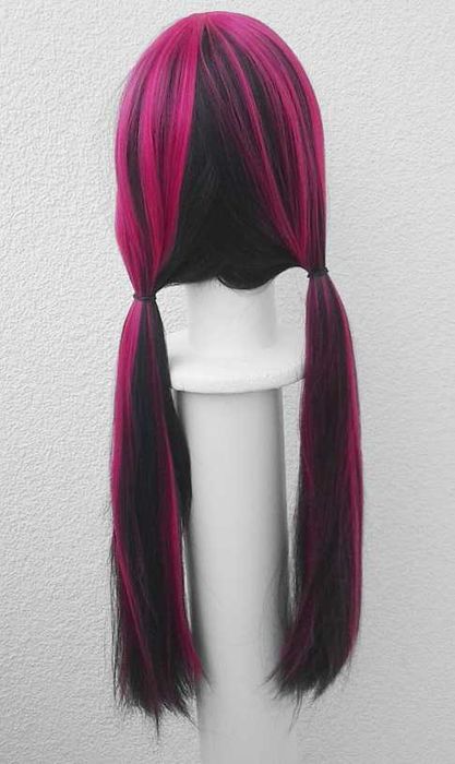 Draculaura Monster High Peruka czarna z różowymi pasemkami cosplay wig