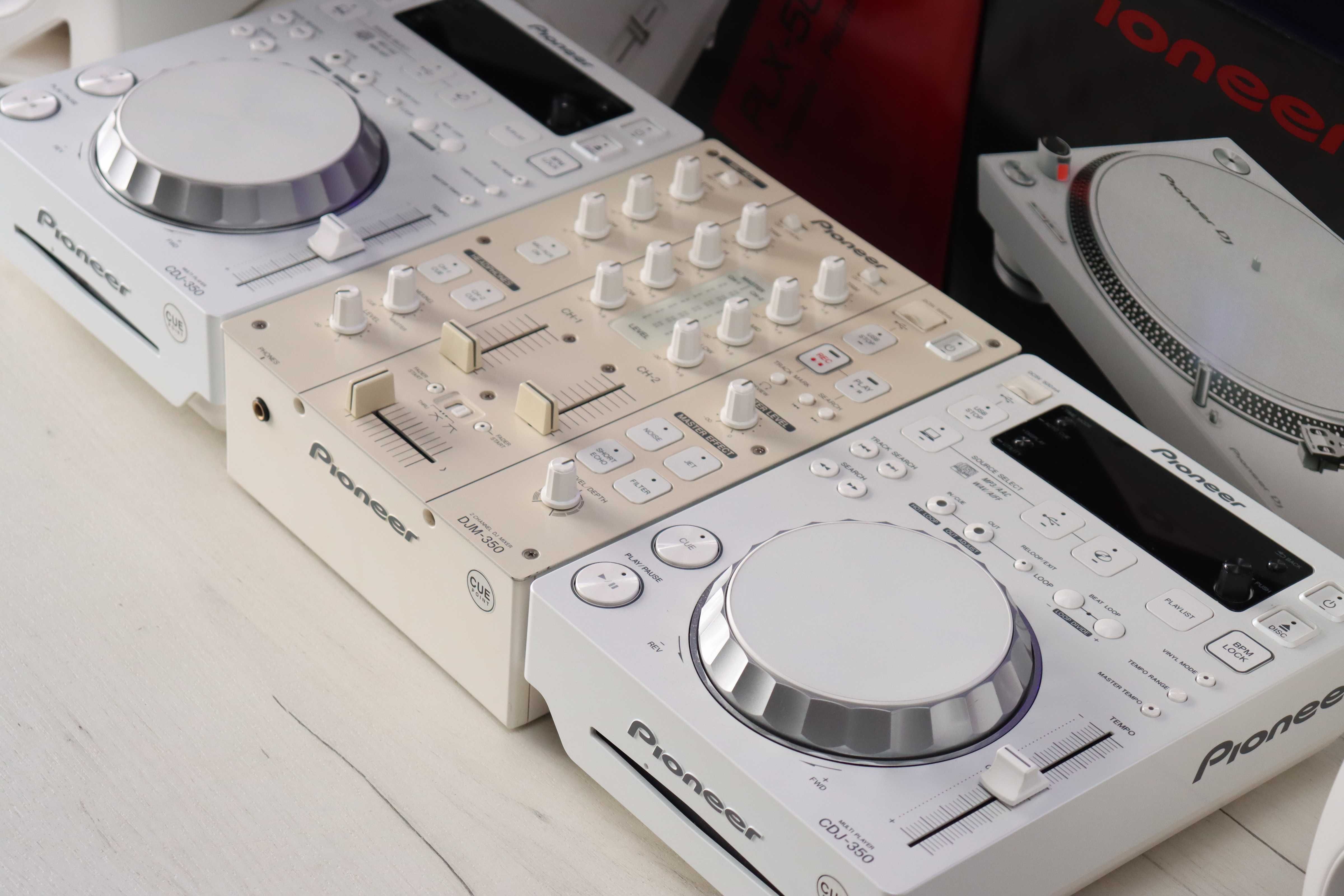 Pioneer DJ PLX 500 CDJ 350 DJM 350 DM 50D Zestaw dj-ski biała perła