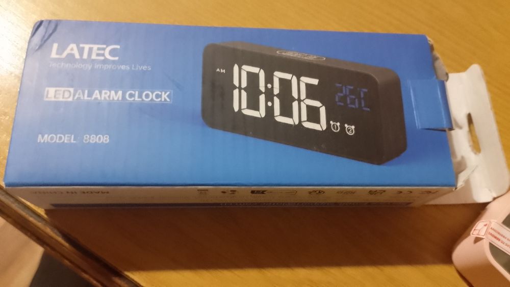 Zegar Budzik Termometr nowy pudrowy róż