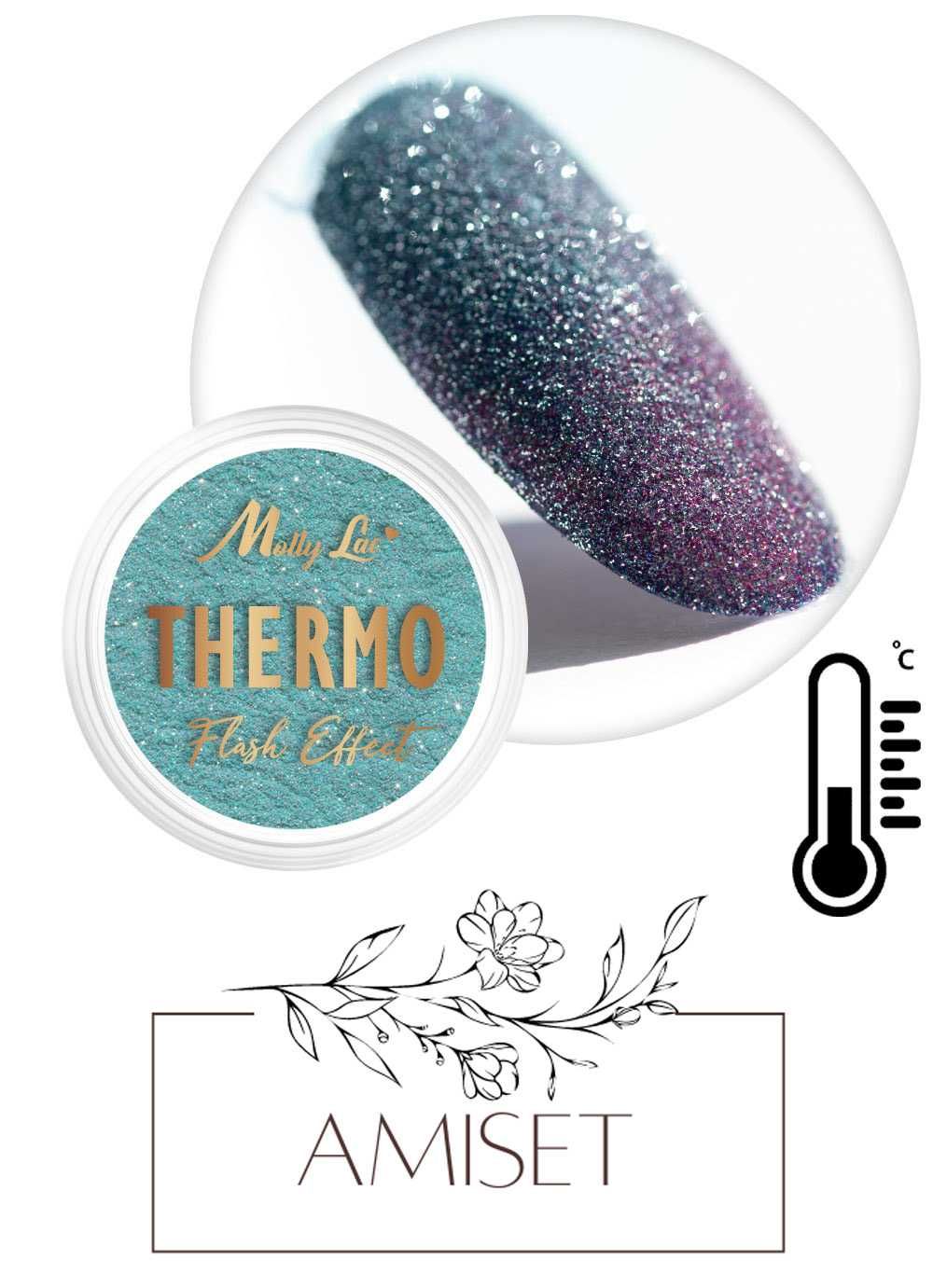 Pyłek do paznokci Thermo Flash Effect MollyLac 0,5 g Nr 3